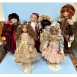Six large hand-made Jessica George dolls on stands by JJ Antoinet MA, to include ‘Julie-Anne’,
