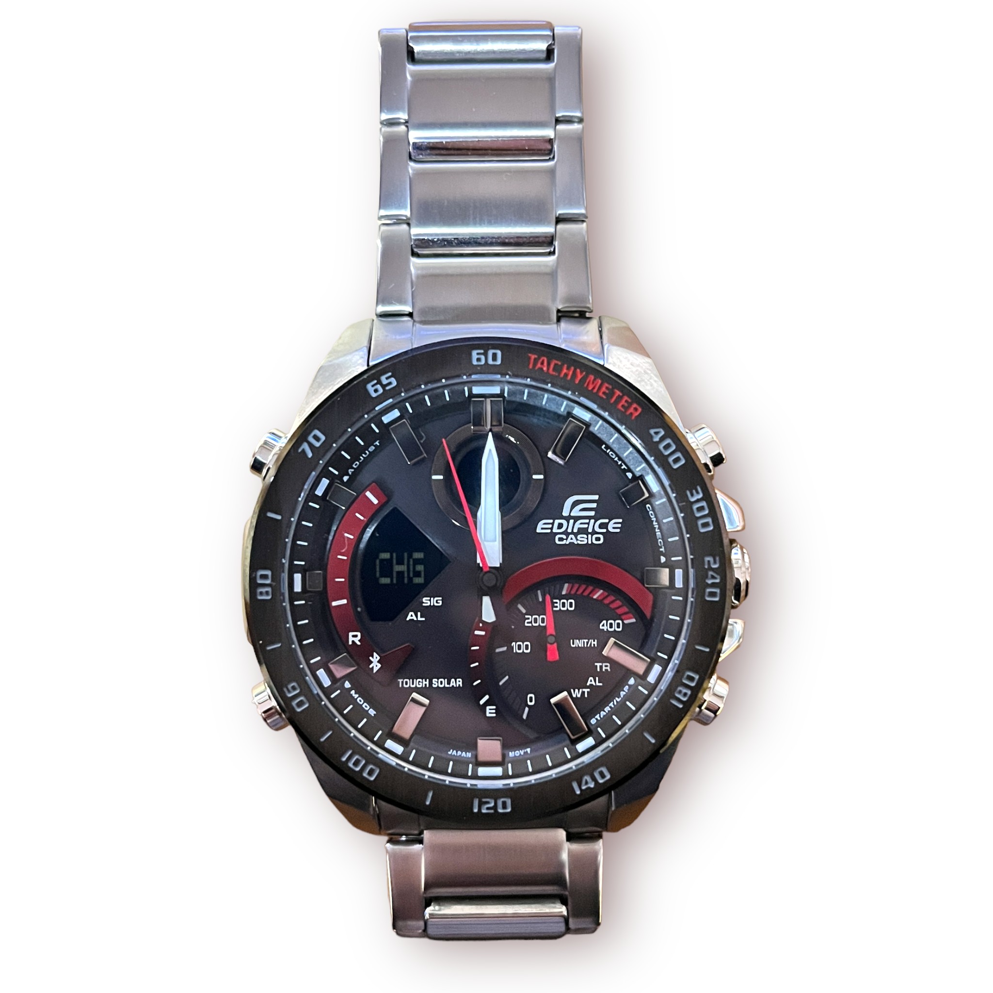 Two gents stainless steel Casio Edifice wristwatches, each with black dial, batons denoting hours, - Image 3 of 6