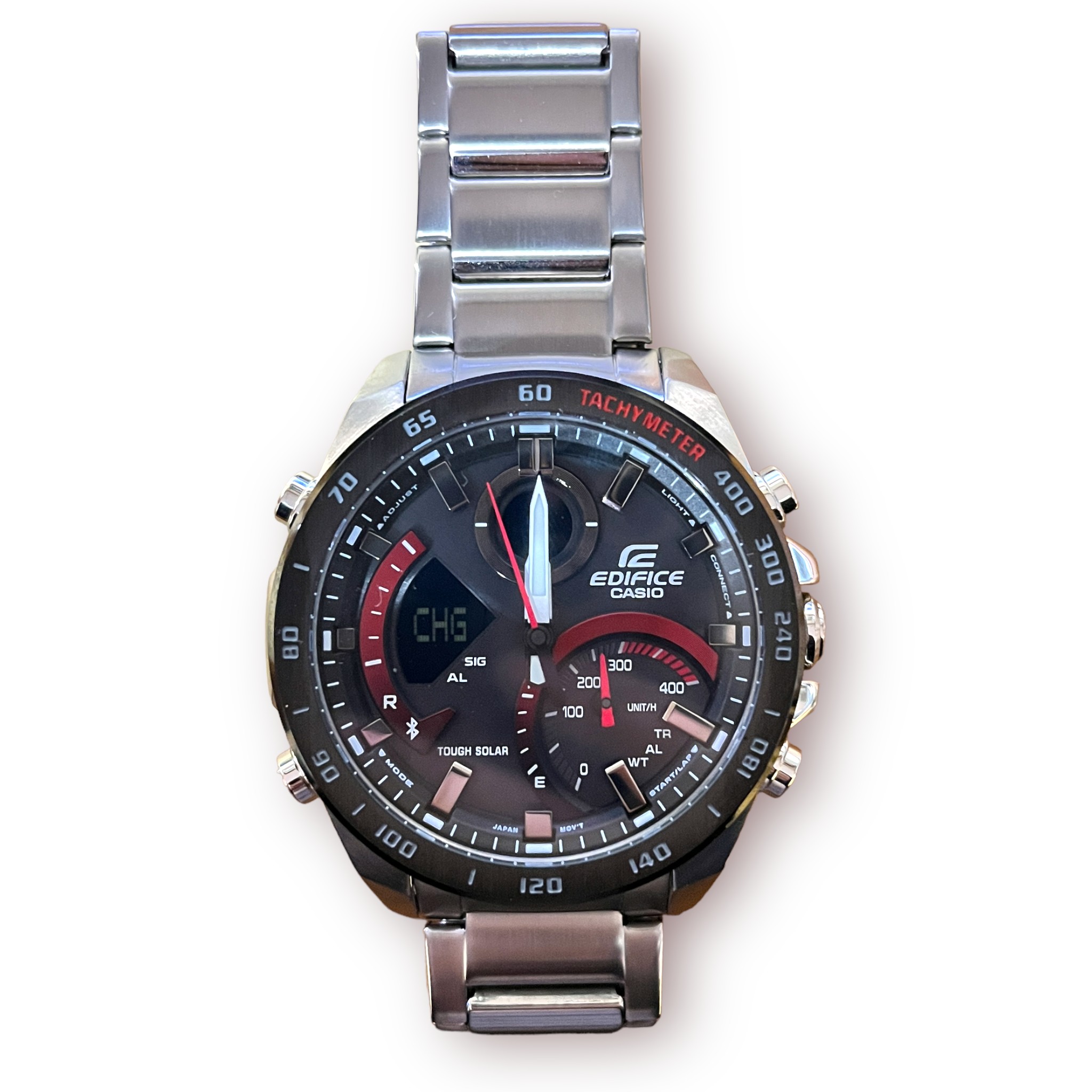 Two gents stainless steel Casio Edifice wristwatches, each with black dial, batons denoting hours, - Image 5 of 6