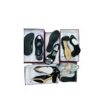 Five pairs of Salvatore Ferragamo ladys shoes, including a pair of patent leather court shoes with