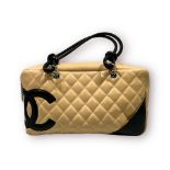 Chanel Ligne Cambon Bowler Bag, circa 2005, quilted leather with silver-tone hardware, tonal