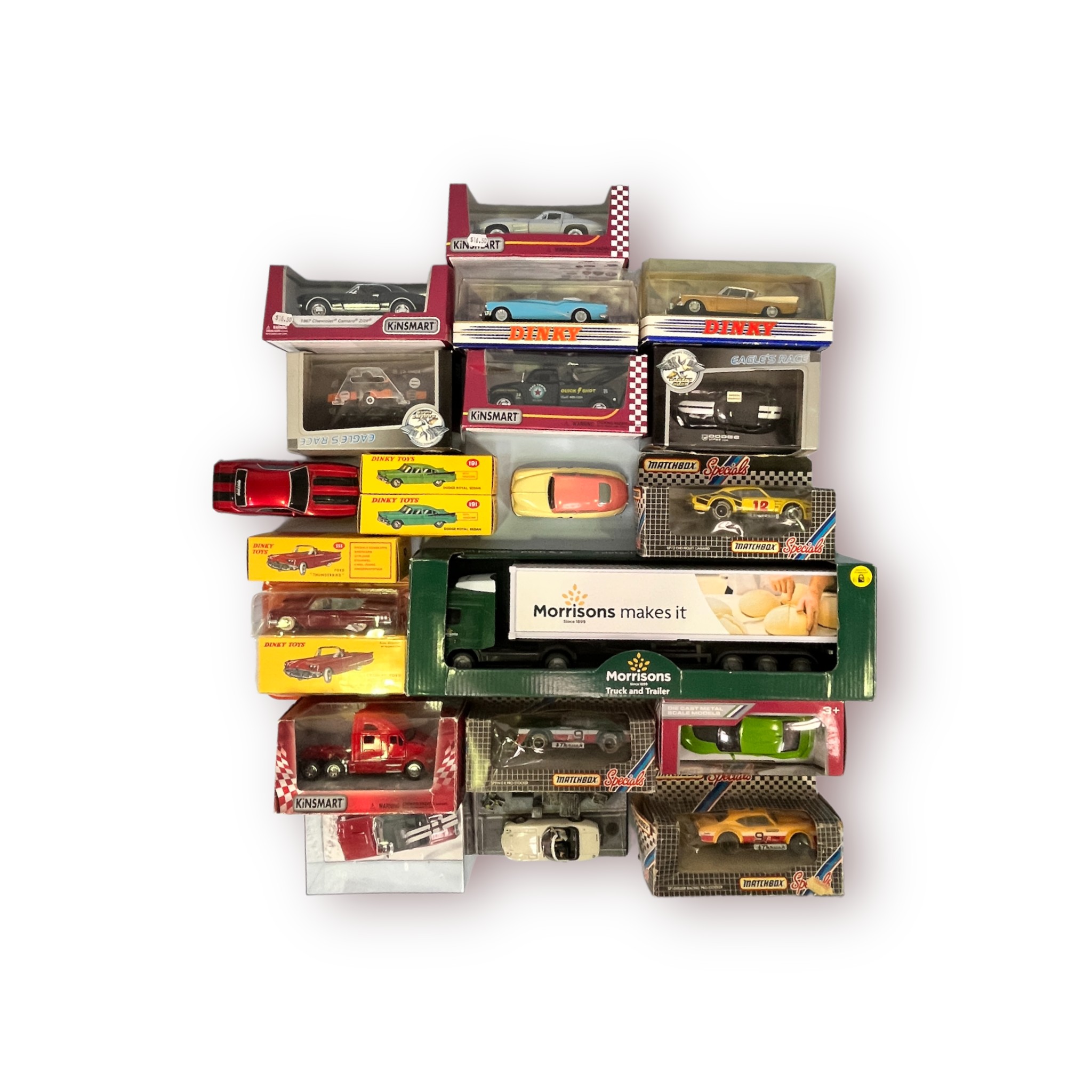 Nineteen assorted scale model die-cast vehicles by Eagle’s Race, Matchbox Specials, Atlas Editions -