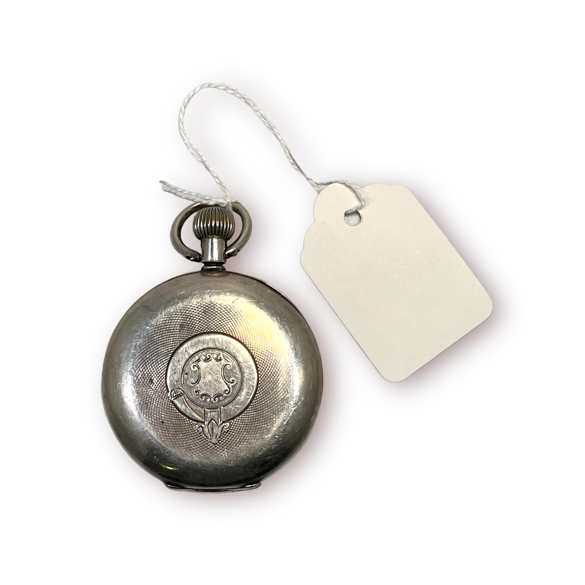 A .935 grade silver-cased, open-face pocket watch, the white enamel dial with Roman numerals - Image 5 of 5