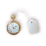 An 18th century yellow metal (tests as 18ct gold) open-face pocket watch by Antoine Melly, the white