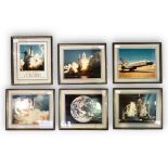 Space Shuttle Columbia interest: A set of six framed colour photographs including launch, landing
