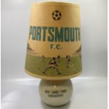 A vintage Portsmouth Football Club (PFC) lampshade with scene of footballers and ‘Portsmouth FC’