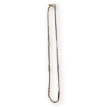 A 9ct yellow gold watch chain, with belcher and pierced elongated bar links, weighs 15.9 grams,