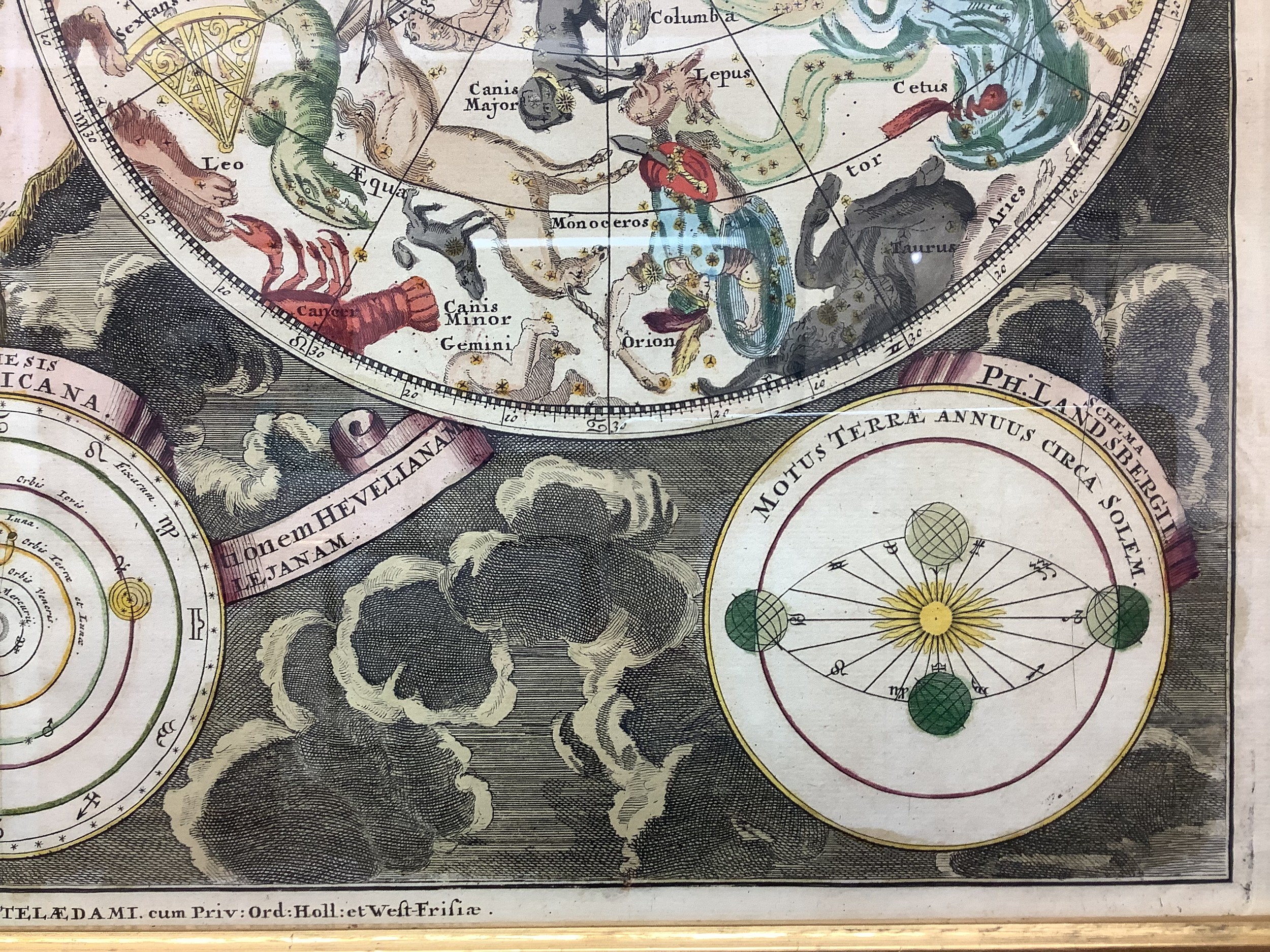 Petrus Schenck: hand-coloured printed map, Planisphaerium Coeleste: Secundum Restitutionem - Image 3 of 12