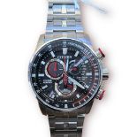 A stainless steel Citizen Eco-Drive WR 200, Royal Air Force Red Arrows edition, the grey dial with