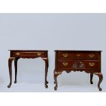 A modern George I 'style' stained mahogany two-drawer lowboy with shaped top and shell-carved