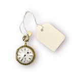 An 18th century yellow metal (tests as 18ct gold) French open-face verge pocket watch, the white