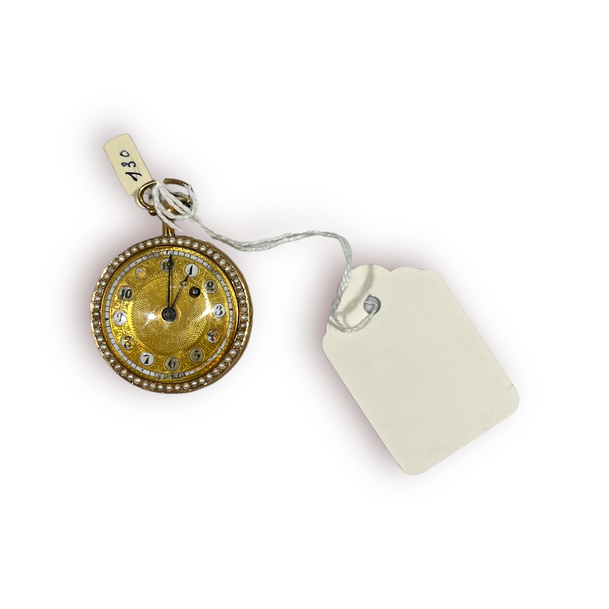 An 18th century yellow metal (tests as 18ct gold) open-face verge pocket watch, the gilt dial with