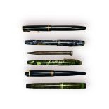 Five various fountain pens by Parker, Eversharp, Conway Stewart and De La Rue, including a Parker ‘
