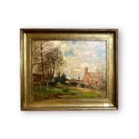 Late 19th / Early 20th Century School. Impressionistic Landscape in autumn/winter with cottage and