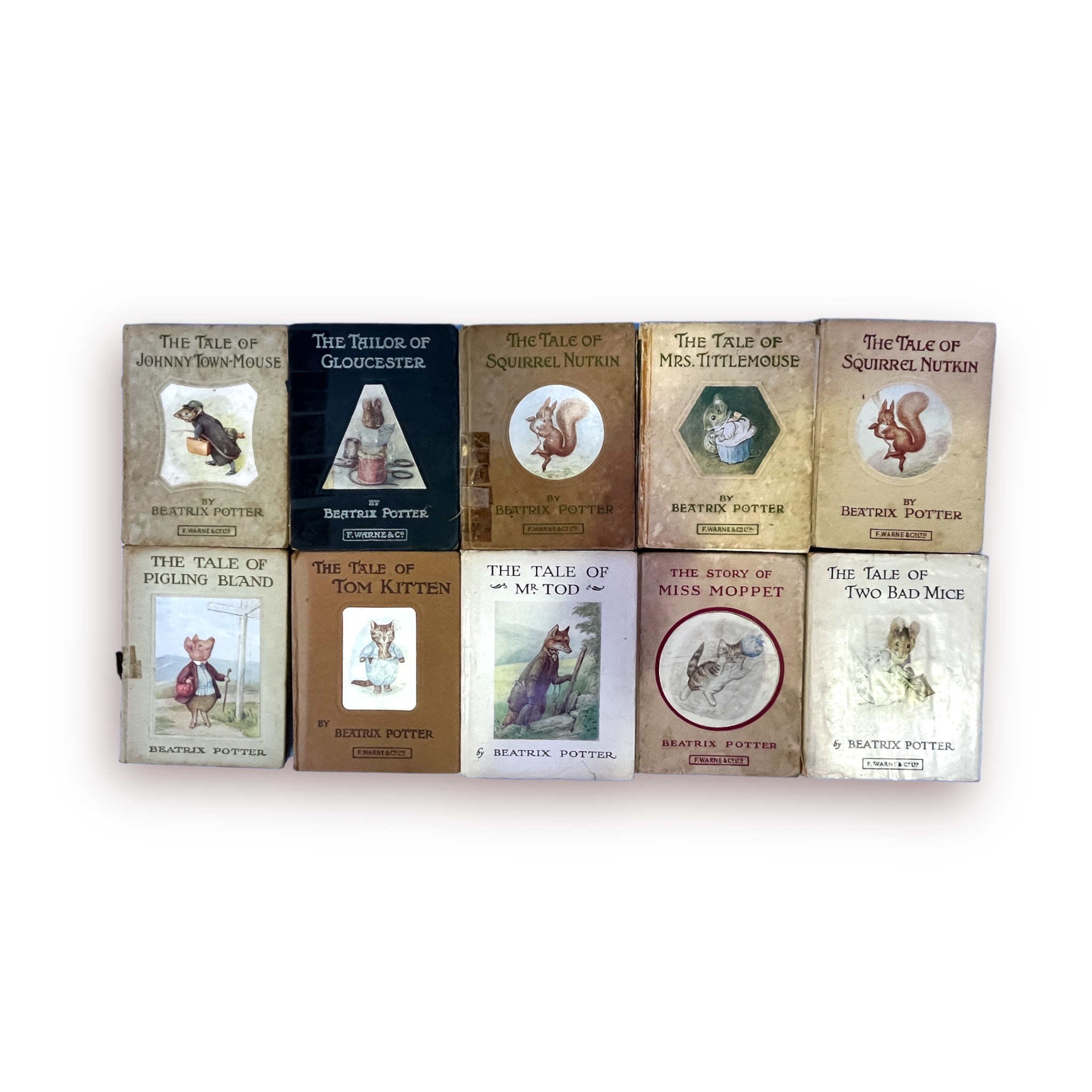 Ten first and early editions of Beatrix Potter novels published by Frederick Warne & Co. from 1903 -