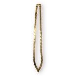 A 9ct gold flat herringbone snake necklace, weighs 10.8 grams.