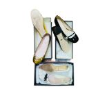 Three various pairs of ladies shoes, including a pair of Gucci patent leather shoes with pearl