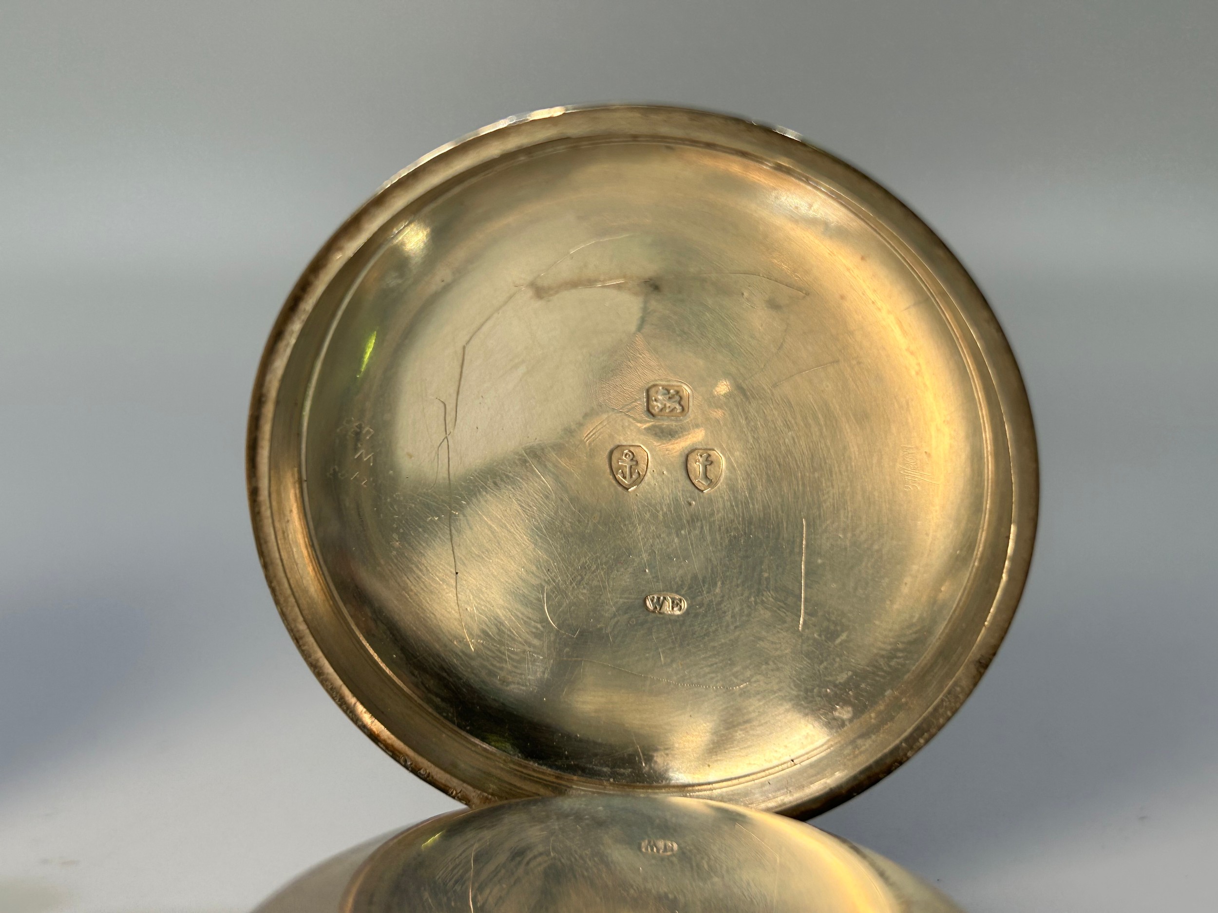 Three various silver-cased open face pocket watches, all with white enamel dials, Roman numerals - Image 3 of 5