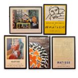 Henri Matisse, five various exhibition posters, the largest 70x50cm, all framed and perspex