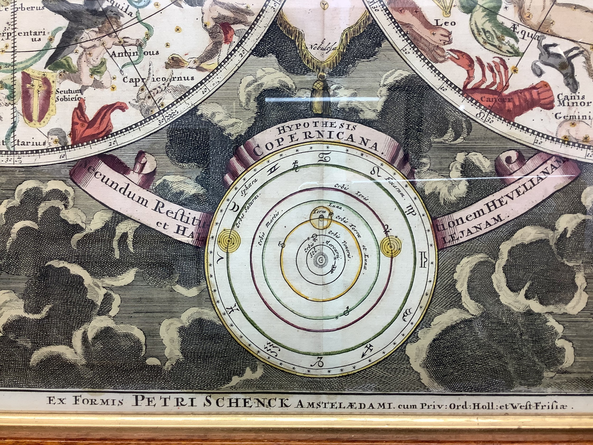 Petrus Schenck: hand-coloured printed map, Planisphaerium Coeleste: Secundum Restitutionem - Image 4 of 12