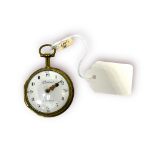 An 18th century gilt metal verge pocket watch by Patron A Paris, the white enamel dial with Arabic