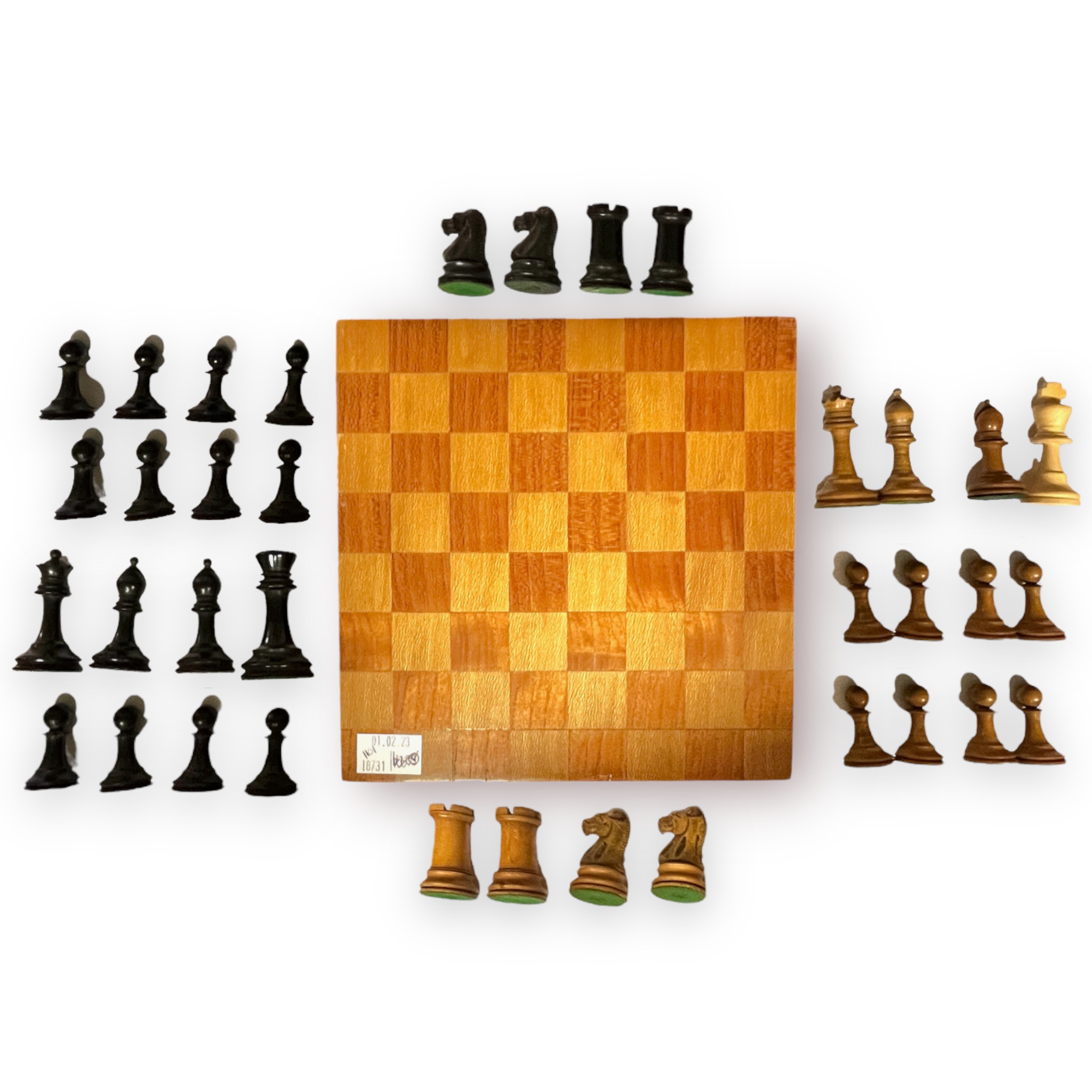 Two glass chess sets, with glass board and a wooden Staunton pattern chess set, together with two - Image 4 of 15