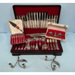 A George Butler & Co canteen of silver-plated cutlery for eight persons, including a carving set, in