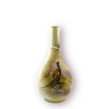 A Royal Worcester bottle vase, painted with a scene of a pheasant by James Stinton, signed,