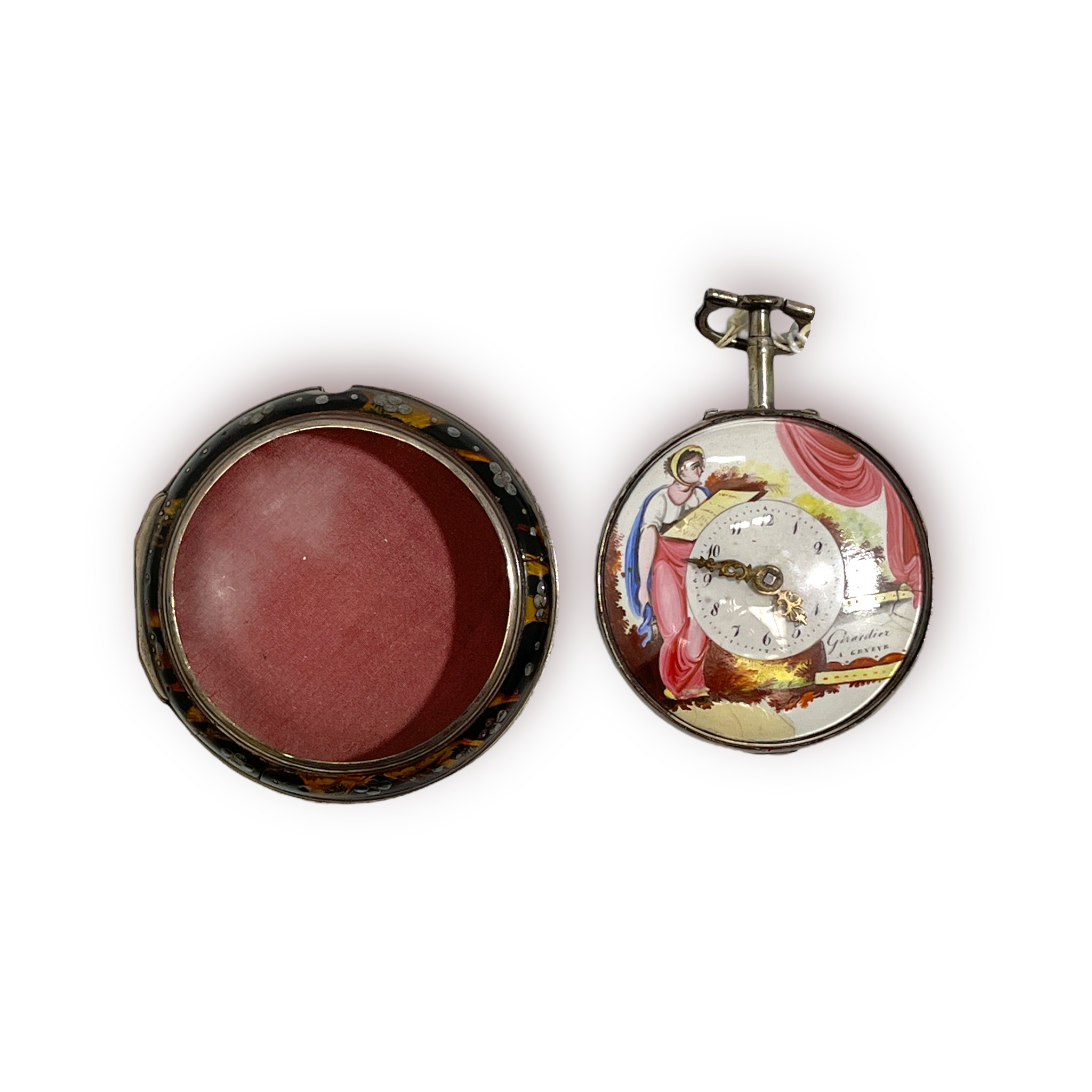 An 18th century silver pair-case verge pocket watch, the white enamel dial with Arabic numerals - Image 3 of 4