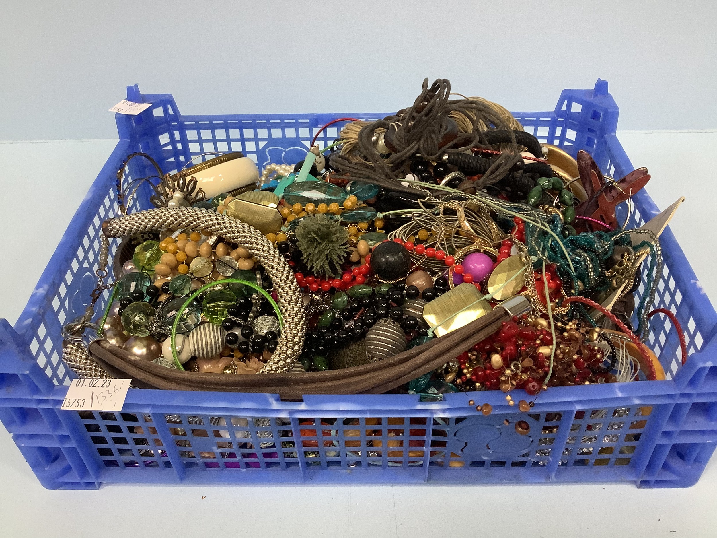 A collection of assorted costume jewellery comprising bangles, chains, bead necklaces, bracelets and - Image 2 of 2