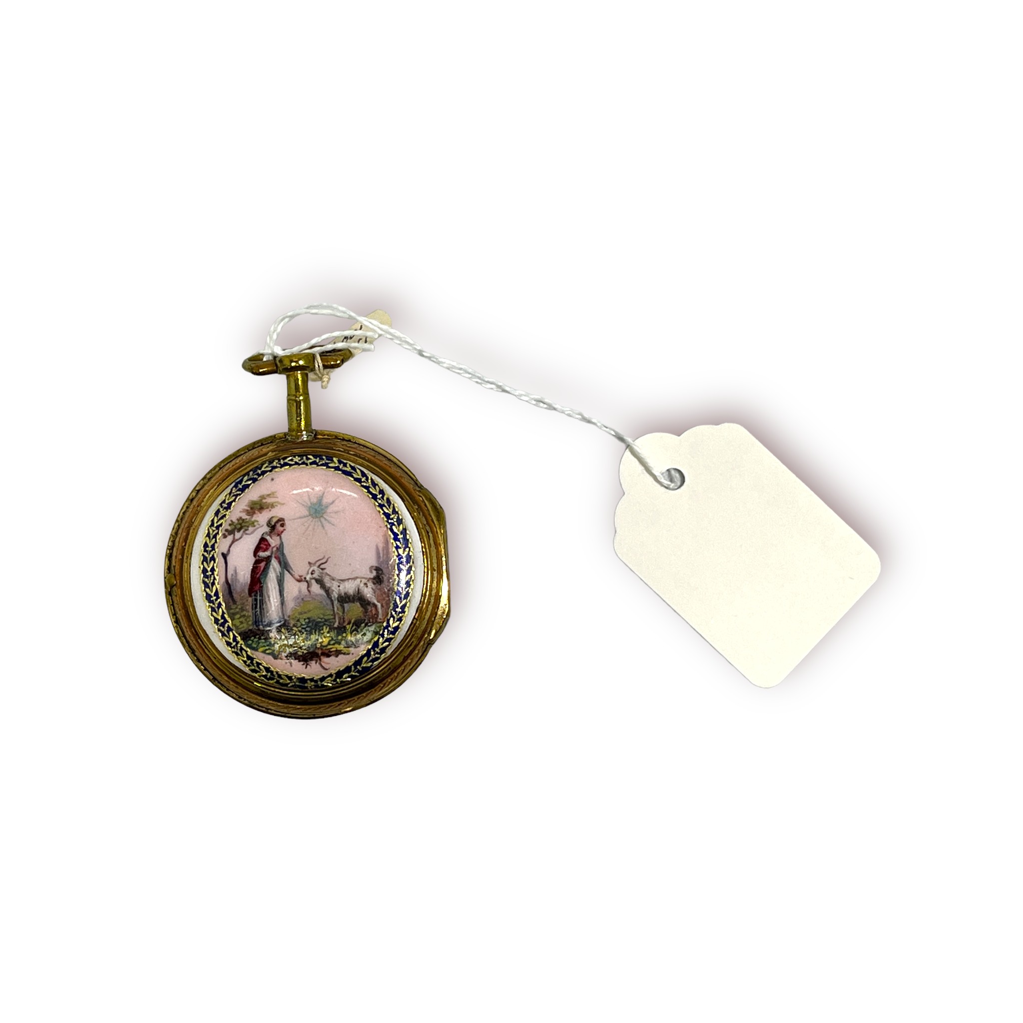 An 18th century continental gilt metal verge pocket watch, the white enamel dial with Roman numerals - Image 2 of 2