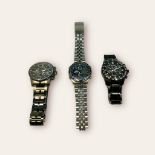 Three gents stainless steel Citizen wristwatches including an Eco-Drive Radio controlled perpetual