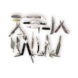Sixteen various folding pocket kives and multi-tools