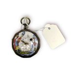 An 18th century white metal (tests as silver) open-face pocket watch, the enamel dial with Arabic