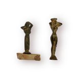 Two various cast bronze female godess figures, 52mm and 65mm, Near East/ Lebanon/Syria