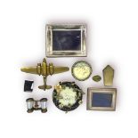 A quantity of mixed collectables, including a pair of similar silver photo frames by Carrs of