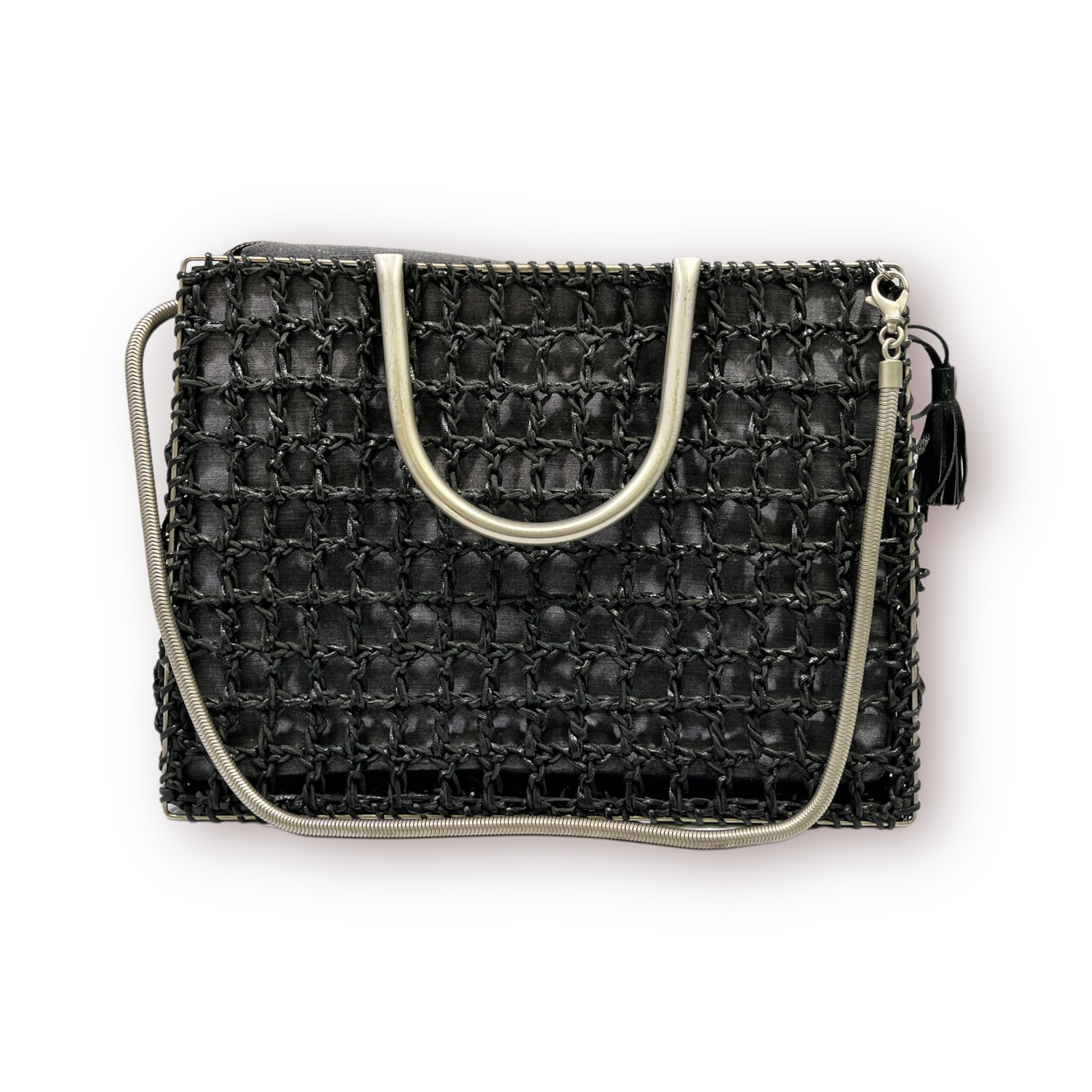 Three various Salvatotre Ferragamo handbags, including a silver bowling design bag, with pleated - Image 5 of 10