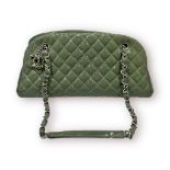 Chanel Just Mademoiselle green patent leather quilted bowling chain bag 1123c28 Date Code/Serial