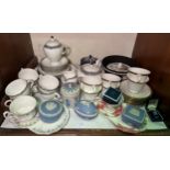 A quantity of Wedgwood porcelain and pottery inclduding a bone china teaset and Jasperware etc (