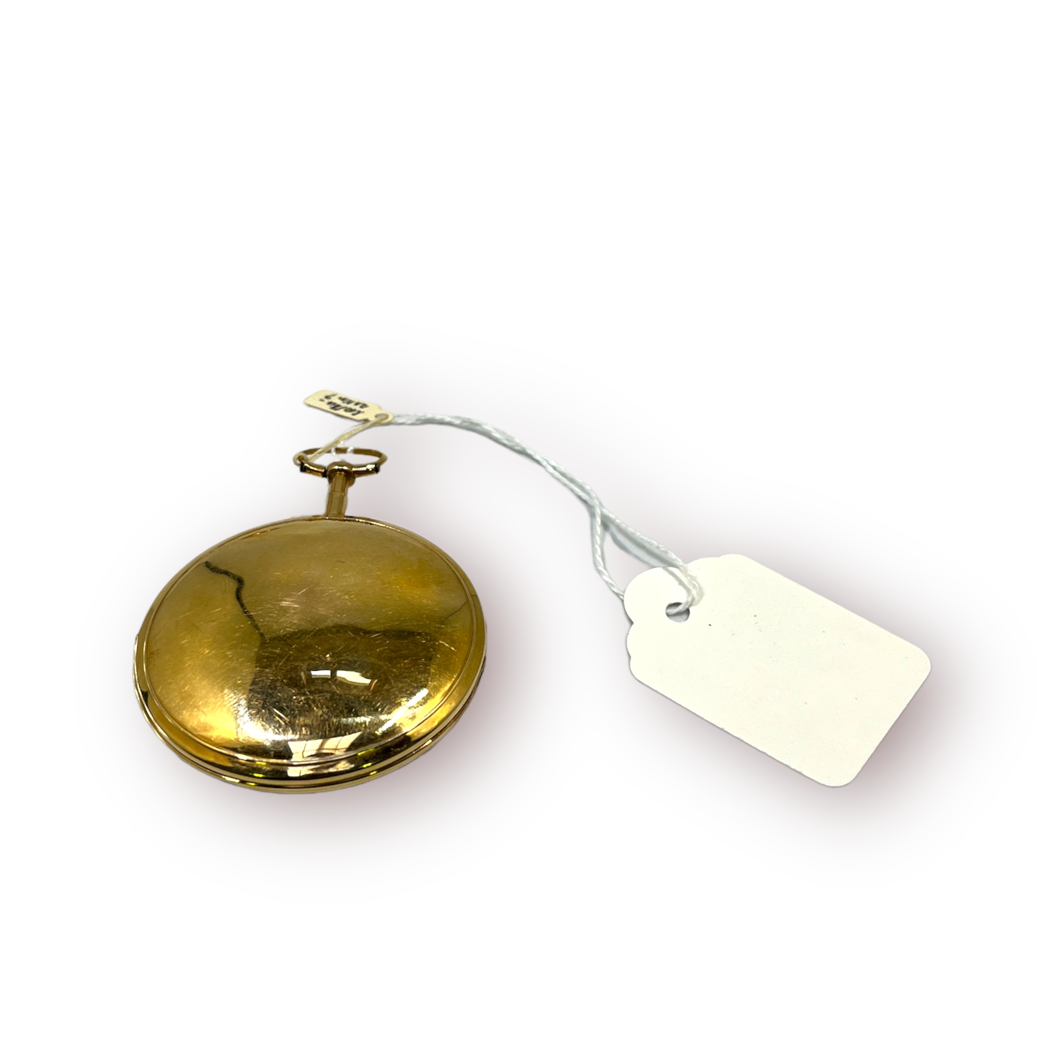 An 18th/19th century yellow metal (tests as 18ct gold) open-face pocket watch, the white enamel dial - Image 2 of 2