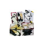 Seven pairs of ladys Salvatore Ferragamo shoes, including black and white patent leather, and