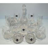 A collection of various glasswares, to include five large Stuart England brandy glasses, with etched
