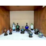 A collection of 10 pieces of Chinese cloisonne ware, including three small globular vases with white