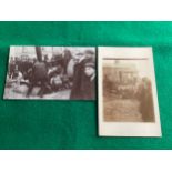 Two real photographic postcards of a steamroller/traction engine accident at Littlehampton in 1913/