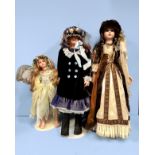 Three large hand-made Jessica George dolls on stands by JJ Antoinet MA, comprising, ‘Demelza Starr’,