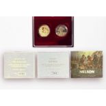 A 2005 Bicentenary Battle of Tragfalgar / Lord Nelson Gold Five Pounds Two-Coin Set, Royal Mint,