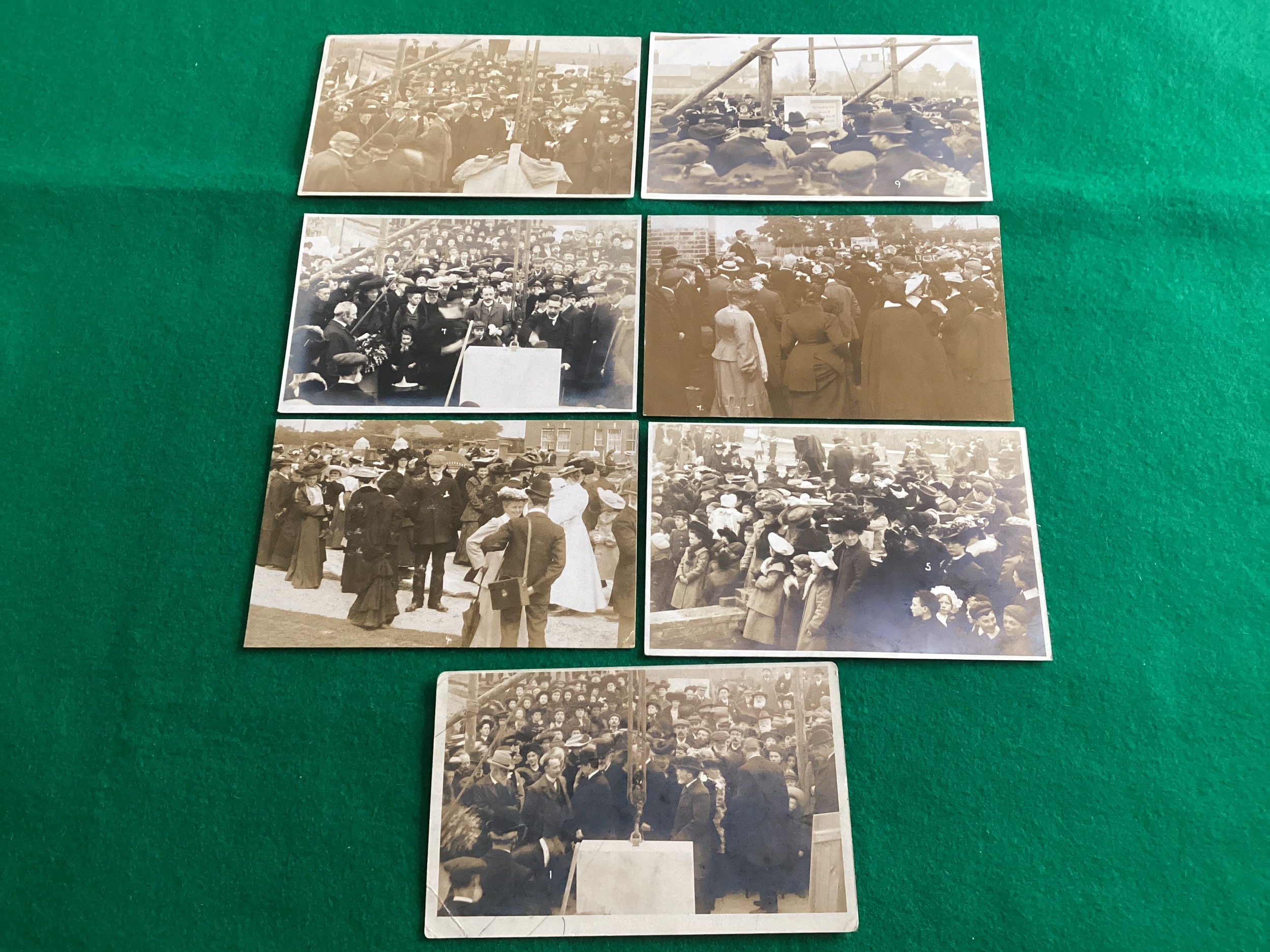 Seven real photographic postcards of the laying of the foundation stone for Littlehampton Library in - Image 2 of 2