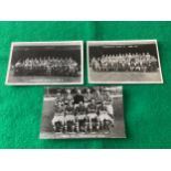 Three real photographic postcard-size cards of Peterborough United Football Club teams in the 1949-