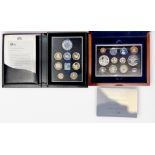 A 2005 UK Executive Proof 12-Coin Set, and a 2016 Commemorative Proof 9-Coin Set, both with booklets