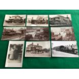 Fifteen real photographic postcards relating to railway interest in Littlehampton, including a plain